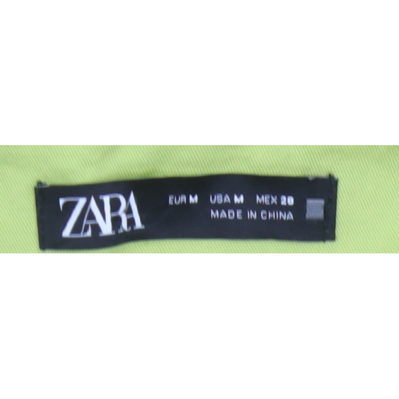 Zara Women Green Linen Cotton Straight Leg Trousers Size M
