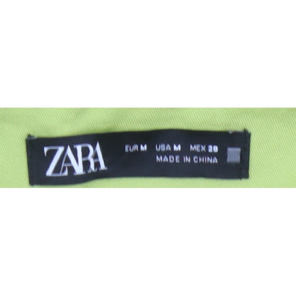 Zara Women Green Linen Cotton Straight Leg Trousers Size M