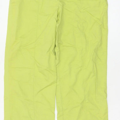 Zara Women Green Linen Cotton Straight Leg Trousers Size M