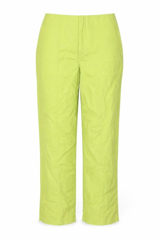 Zara Women Green Linen Cotton Straight Leg Trousers Size M