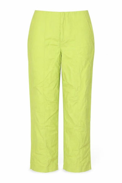 Zara Women Green Linen Cotton Straight Leg Trousers Size M