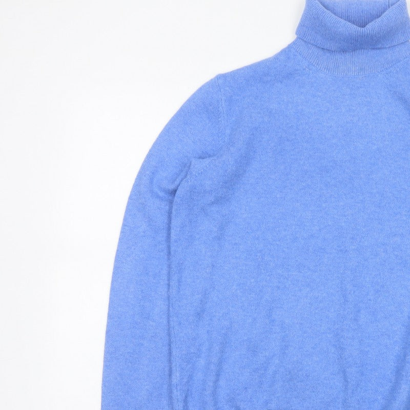 Marks and Spencer Women Blue S Roll Neck Knit Pullover Jumper