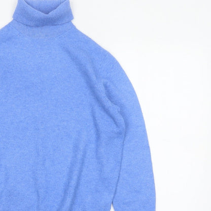 Marks and Spencer Women Blue S Roll Neck Knit Pullover Jumper