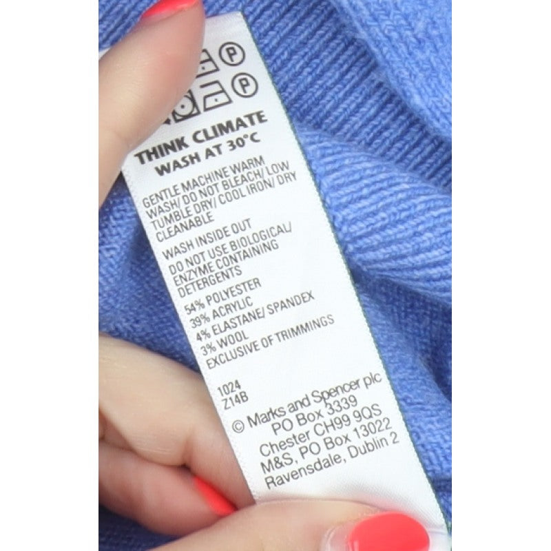 Marks and Spencer Women Blue S Roll Neck Knit Pullover Jumper