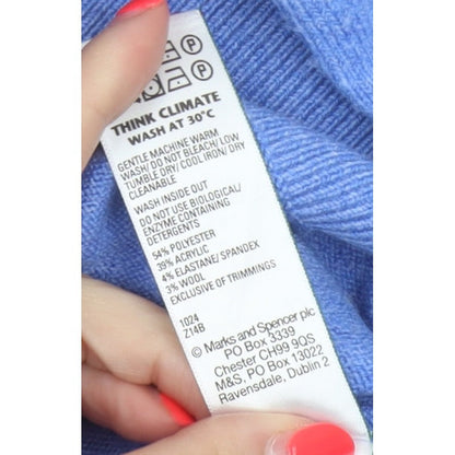 Marks and Spencer Women Blue S Roll Neck Knit Pullover Jumper