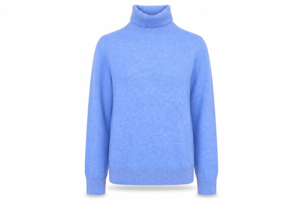 Marks and Spencer Women Blue S Roll Neck Knit Pullover Jumper