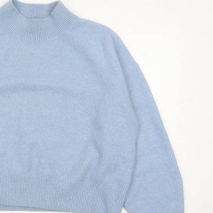 & Other Stories Women Blue UK 14 Relaxed Mock Neck Knit Jumper