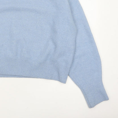 & Other Stories Women Blue UK 14 Relaxed Mock Neck Knit Jumper