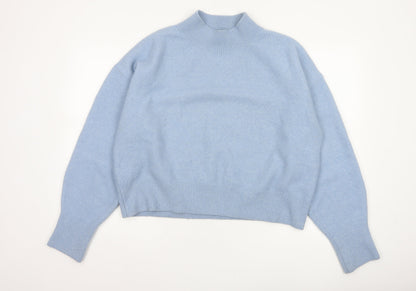 & Other Stories Women Blue UK 14 Relaxed Mock Neck Knit Jumper