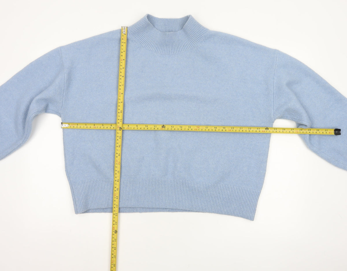 & Other Stories Women Blue UK 14 Relaxed Mock Neck Knit Jumper