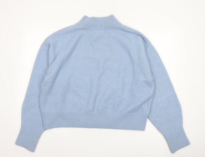 & Other Stories Women Blue UK 14 Relaxed Mock Neck Knit Jumper