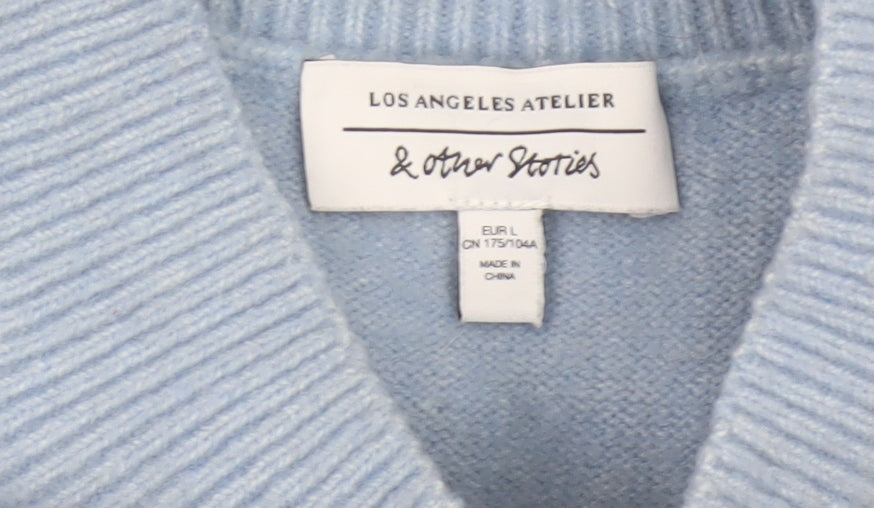 & Other Stories Women Blue UK 14 Relaxed Mock Neck Knit Jumper