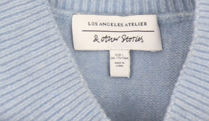 & Other Stories Women Blue UK 14 Relaxed Mock Neck Knit Jumper
