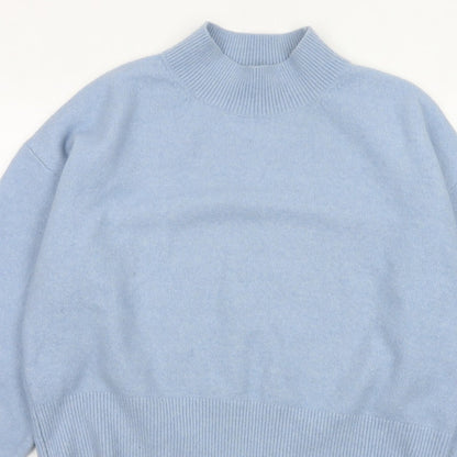 & Other Stories Women Blue UK 14 Relaxed Mock Neck Knit Jumper