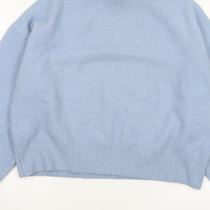 & Other Stories Women Blue UK 14 Relaxed Mock Neck Knit Jumper