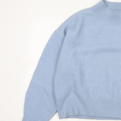 & Other Stories Women Blue UK 14 Relaxed Mock Neck Knit Jumper