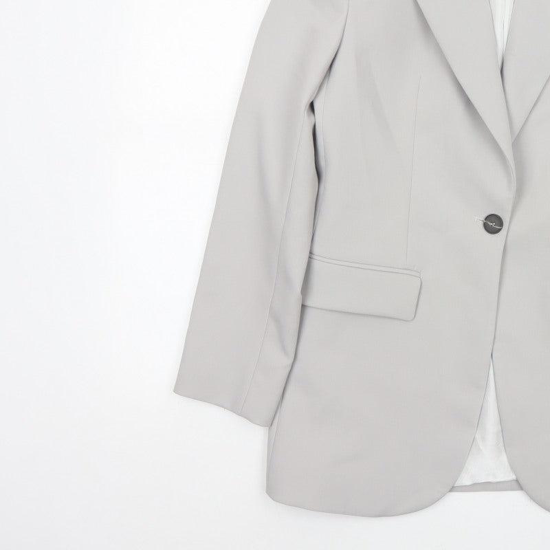 Zara Women Grey XS Long Tailored Peak Lapel Blazer Jacket