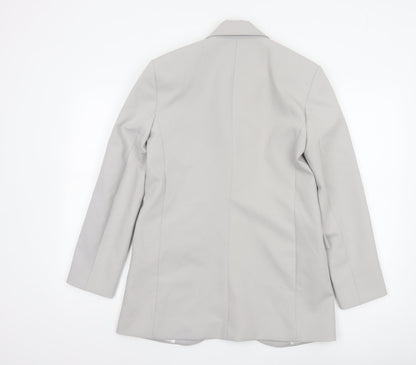 Zara Women Grey XS Long Tailored Peak Lapel Blazer Jacket