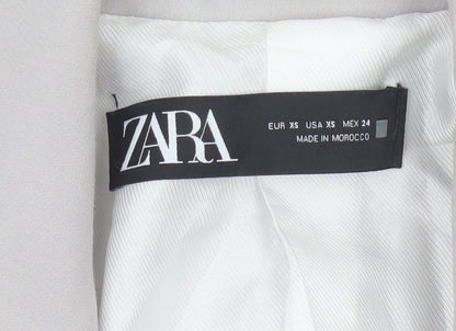 Zara Women Grey XS Long Tailored Peak Lapel Blazer Jacket