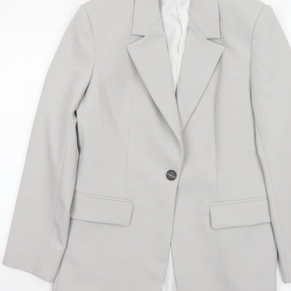 Zara Women Grey XS Long Tailored Peak Lapel Blazer Jacket