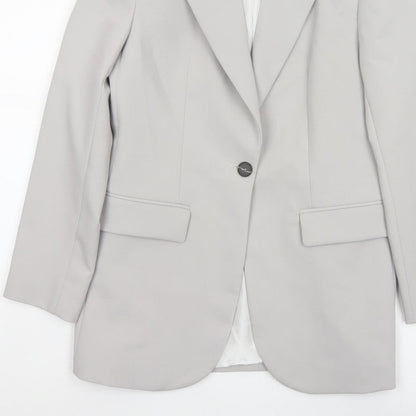 Zara Women Grey XS Long Tailored Peak Lapel Blazer Jacket
