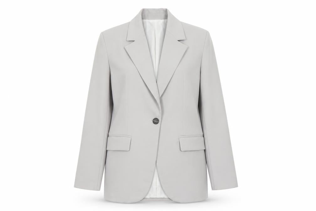 Zara Women Grey XS Long Tailored Peak Lapel Blazer Jacket