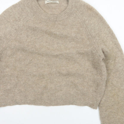 Samsøe Samsøe Women Beige Alpaca Blend Crew Neck Jumper Size S