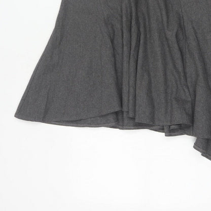 Topshop Women Grey UK 10 Asymmetric Flare Midi Wool Blend Skirt