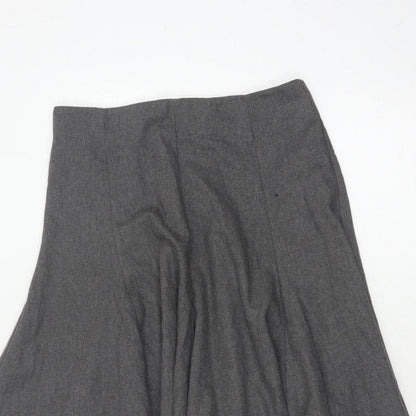 Topshop Women Grey UK 10 Asymmetric Flare Midi Wool Blend Skirt