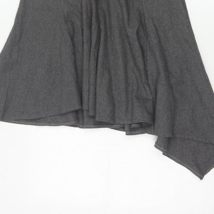 Topshop Women Grey UK 10 Asymmetric Flare Midi Wool Blend Skirt