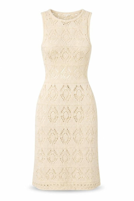 Miss Selfridge Women Beige S Long Knit Sheath Bohemian Dress
