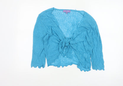 Autonomy Women's Blue M Open Knit Tie Front Cardigan Long Sleeve