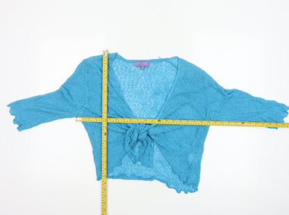 Autonomy Women's Blue M Open Knit Tie Front Cardigan Long Sleeve