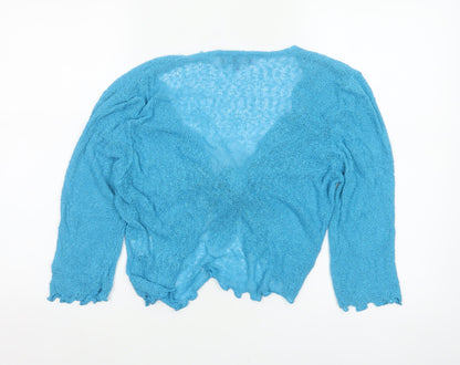 Autonomy Women's Blue M Open Knit Tie Front Cardigan Long Sleeve