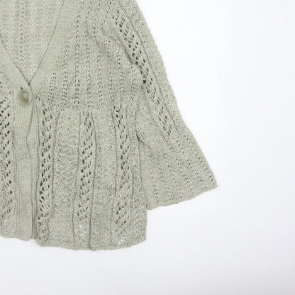 TU Women’s Beige Size 10 Open Knit V-Neck 3/4 Sleeve Cardigan