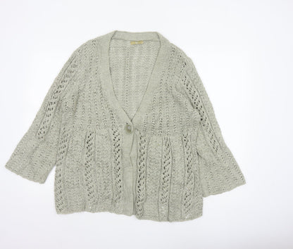 TU Women’s Beige Size 10 Open Knit V-Neck 3/4 Sleeve Cardigan