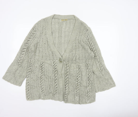 TU Women’s Beige Size 10 Open Knit V-Neck 3/4 Sleeve Cardigan