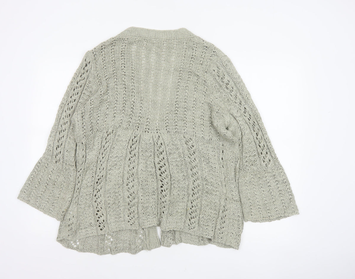 TU Women’s Beige Size 10 Open Knit V-Neck 3/4 Sleeve Cardigan