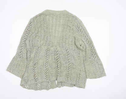 TU Women’s Beige Size 10 Open Knit V-Neck 3/4 Sleeve Cardigan