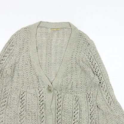 TU Women’s Beige Size 10 Open Knit V-Neck 3/4 Sleeve Cardigan