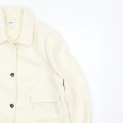 Marks and Spencer Women Ivory Size 18 Shearling Wool Blend Jacket