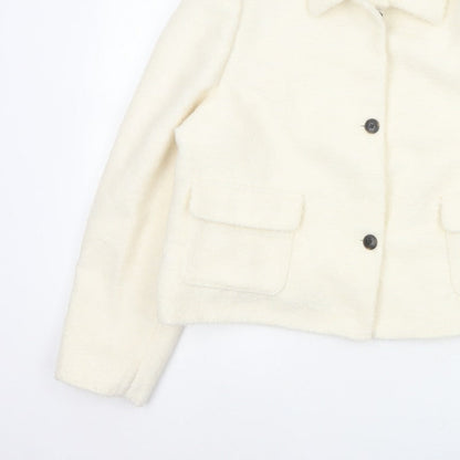 Marks and Spencer Women Ivory Size 18 Shearling Wool Blend Jacket