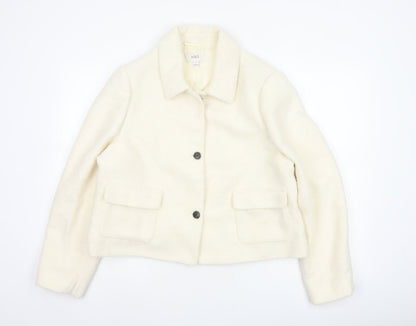 Marks and Spencer Women Ivory Size 18 Shearling Wool Blend Jacket