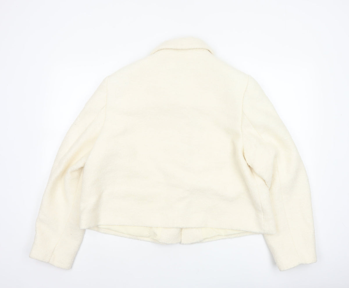 Marks and Spencer Women Ivory Size 18 Shearling Wool Blend Jacket