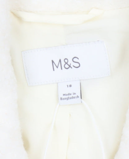 Marks and Spencer Women Ivory Size 18 Shearling Wool Blend Jacket