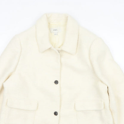 Marks and Spencer Women Ivory Size 18 Shearling Wool Blend Jacket