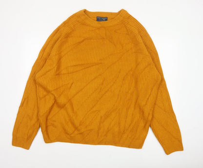 F&F Men’s Orange 3XL Chunky Knit Crew Neck Pullover Jumper