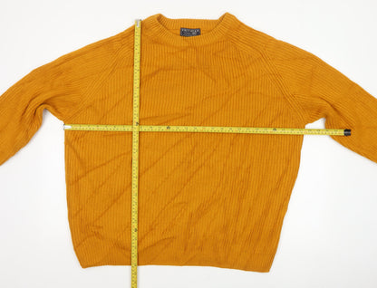 F&F Men’s Orange 3XL Chunky Knit Crew Neck Pullover Jumper