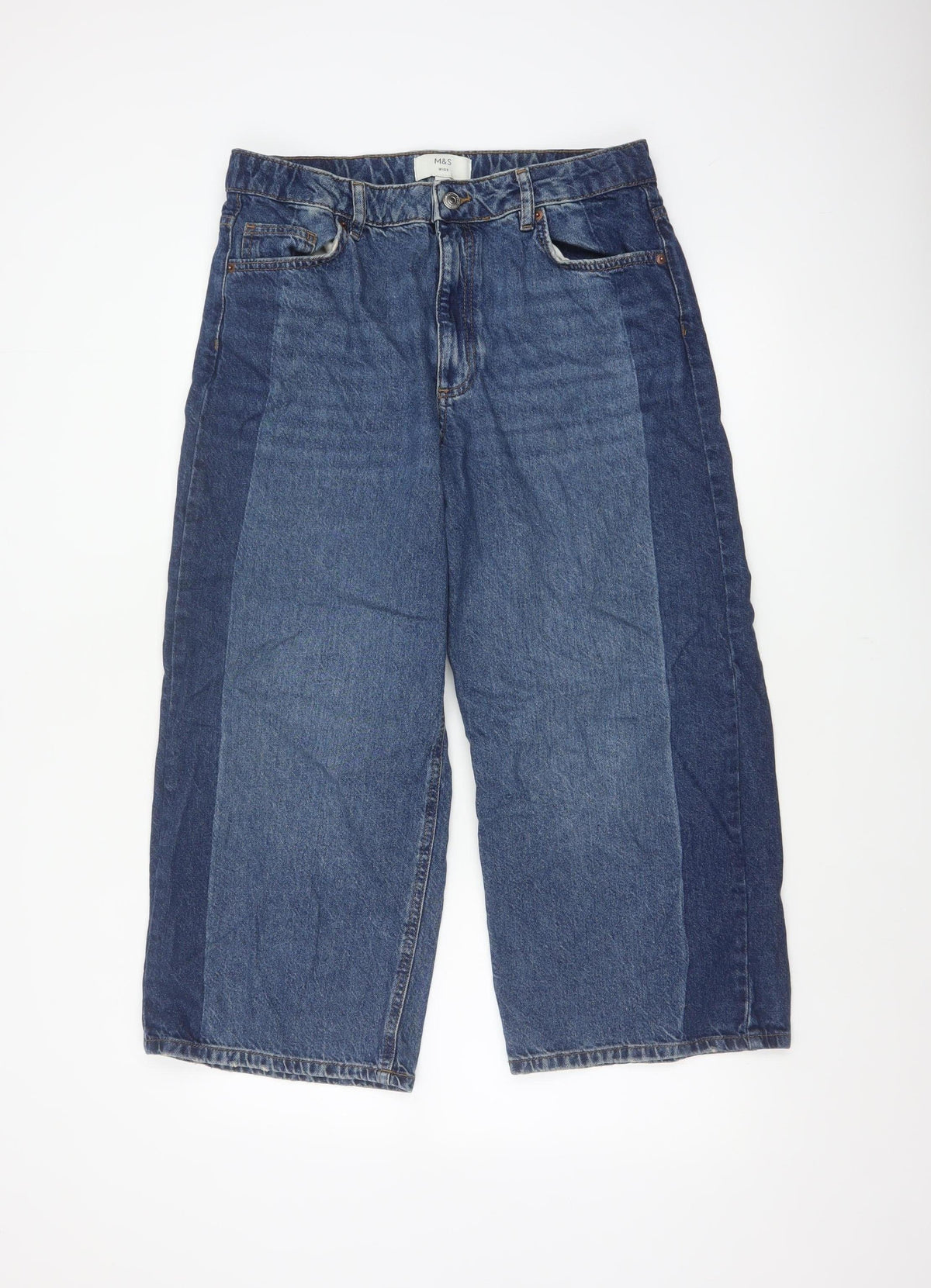 Marks and Spencer Women’s Blue UK 16 Wide Leg High Rise Jeans