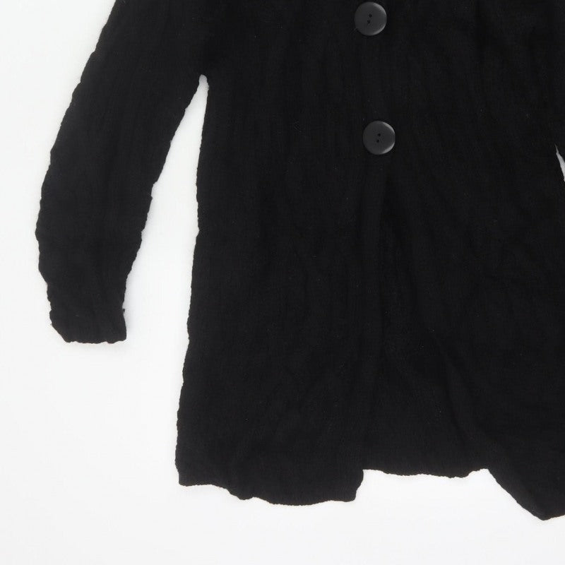 Kilkenny Woollen Mills Women Black M 10 Merino Wool Cable Knit Cardigan